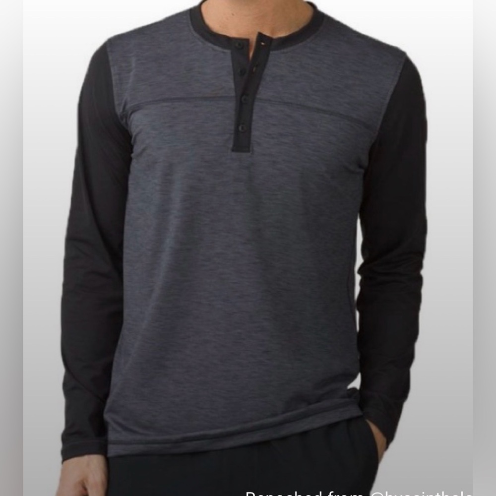 Prana Zylo Men’s Long Sleeve Performance Henley Shirt Charcoal Size Large New